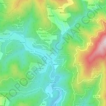Mapa topográfico La Chaze, altitude, relevo