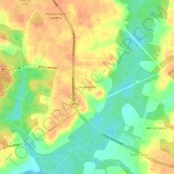Mapa topográfico Zekiah Valley, altitude, relevo
