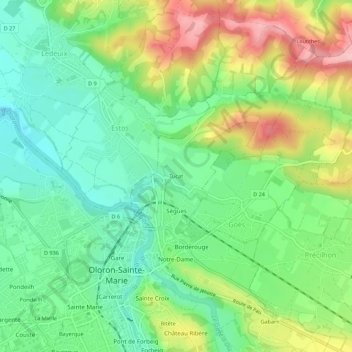 Mapa topográfico Tucat, altitude, relevo
