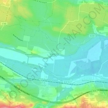 Mapa topográfico Millegrand, altitude, relevo