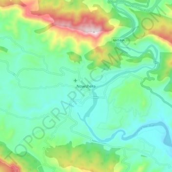 Mapa topográfico Nowshera, altitude, relevo