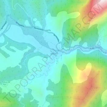 Mapa topográfico Jánovas, altitude, relevo
