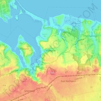 Mapa topográfico Northport, altitude, relevo