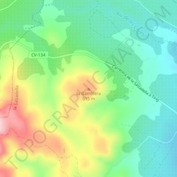 Mapa topográfico la Garrofera, altitude, relevo