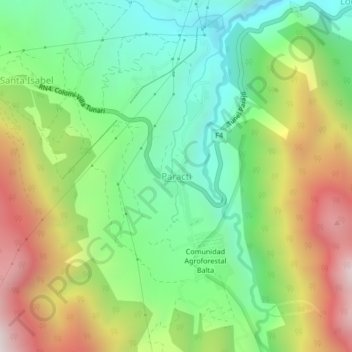 Mapa topográfico Paracti, altitude, relevo