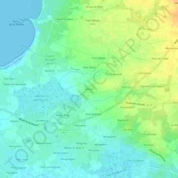 Mapa topográfico Lescors, altitude, relevo