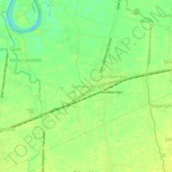 Mapa topográfico Sumuragung, altitude, relevo