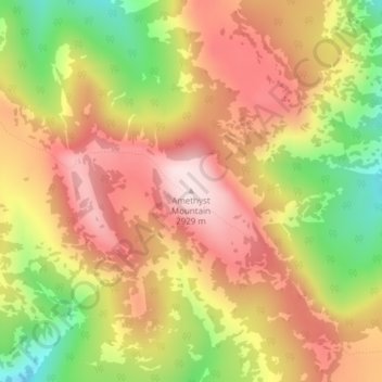 Mapa topográfico Amethyst Mountain, altitude, relevo