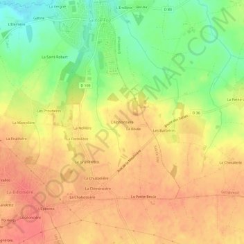 Mapa topográfico L'Alphonsière, altitude, relevo