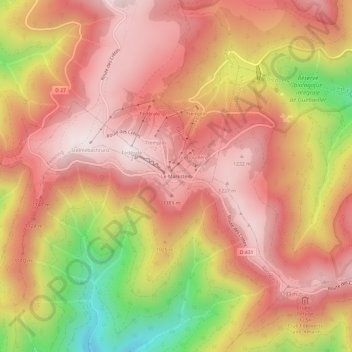 Mapa topográfico Le Markstein, altitude, relevo