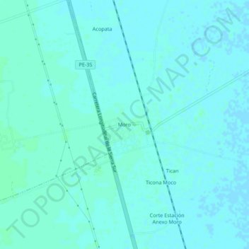 Mapa topográfico Moro, altitude, relevo