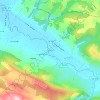 Mapa topográfico Rebaillou, altitude, relevo