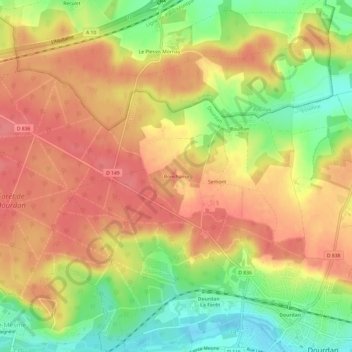 Mapa topográfico Bonchamp, altitude, relevo