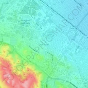 Mapa topográfico Rains Houses, altitude, relevo