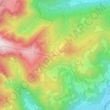 Mapa topográfico Gaschney, altitude, relevo