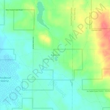 Mapa topográfico Buck Trails, altitude, relevo
