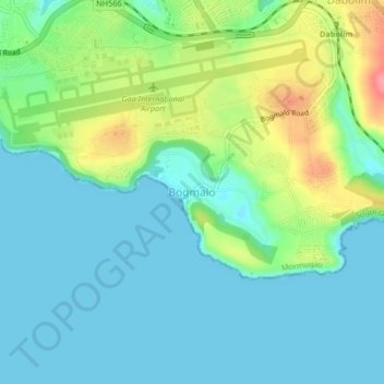 Mapa topográfico Bogmalo, altitude, relevo