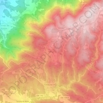 Mapa topográfico Balugas, altitude, relevo