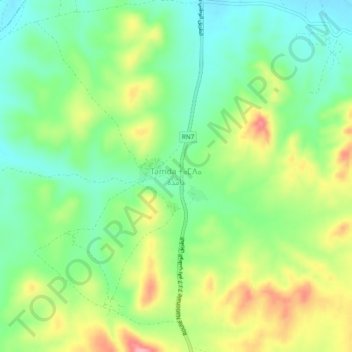 Mapa topográfico Tamda, altitude, relevo