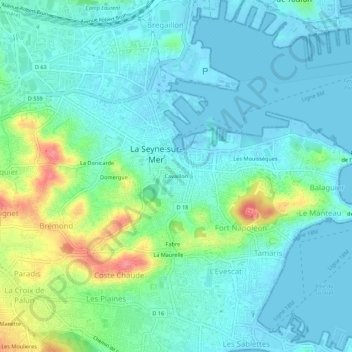 Mapa topográfico Cavaillon, altitude, relevo