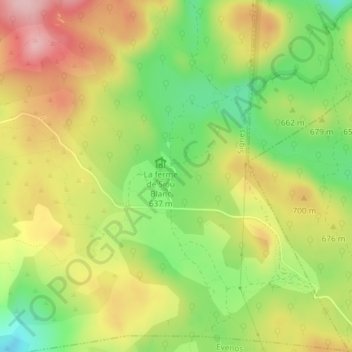 Mapa topográfico Trou Malleron, altitude, relevo