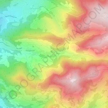Mapa topográfico Planois, altitude, relevo