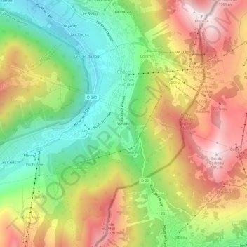 Mapa topográfico Vonnes, altitude, relevo