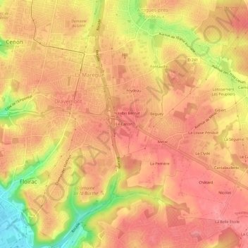 Mapa topográfico Le Canon, altitude, relevo
