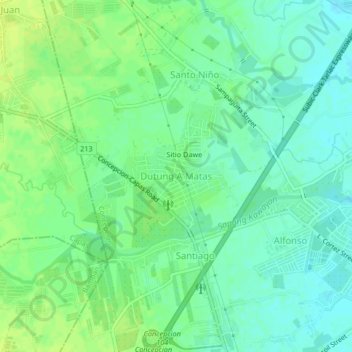Mapa topográfico Dutung A Matas, altitude, relevo