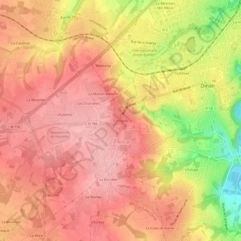 Mapa topográfico Cassepot, altitude, relevo