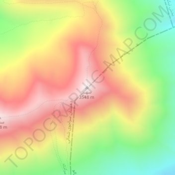 Mapa topográfico Sahand, altitude, relevo