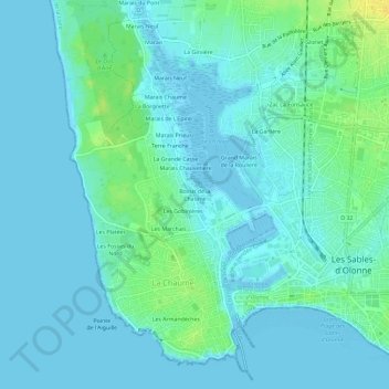 Mapa topográfico Bossis de la Chaume, altitude, relevo