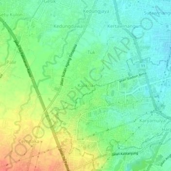 Mapa topográfico Kalikoa, altitude, relevo
