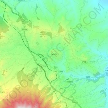 Mapa topográfico Melfi, altitude, relevo