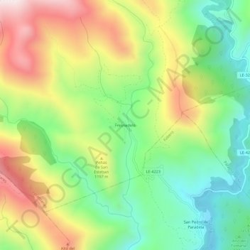 Mapa topográfico Fresnedelo, altitude, relevo