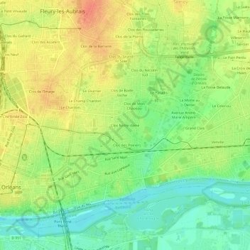 Mapa topográfico Clos Notre-dame, altitude, relevo