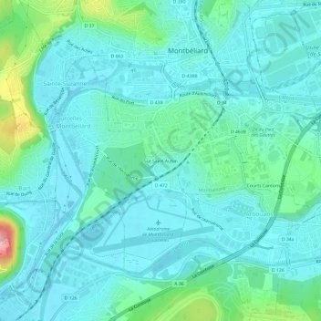 Mapa topográfico Sur Saint-Aubin, altitude, relevo