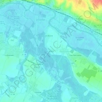 Mapa topográfico Le Gua, altitude, relevo