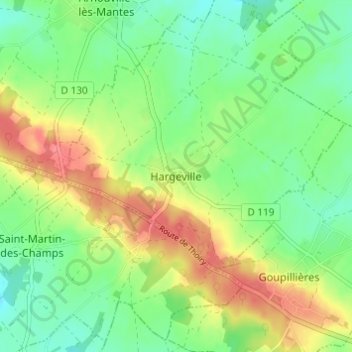 Mapa topográfico Hargeville, altitude, relevo