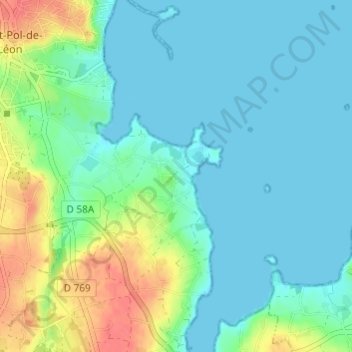 Mapa topográfico Tregondern, altitude, relevo