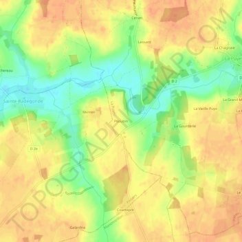 Mapa topográfico Piloubin, altitude, relevo