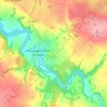 Mapa topográfico Le Châtelier, altitude, relevo