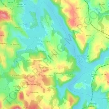 Mapa topográfico Espinet, altitude, relevo