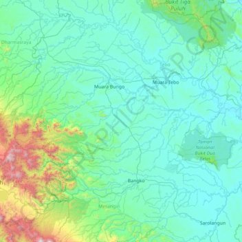 Mapa topográfico Pelepat, altitude, relevo