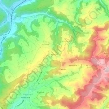 Mapa topográfico Kaltacker, altitude, relevo