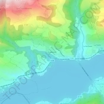 Mapa topográfico Roubeyère, altitude, relevo