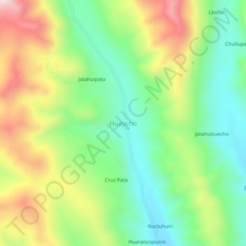 Mapa topográfico Huaycho, altitude, relevo