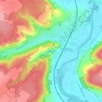 Mapa topográfico Vauguillain, altitude, relevo