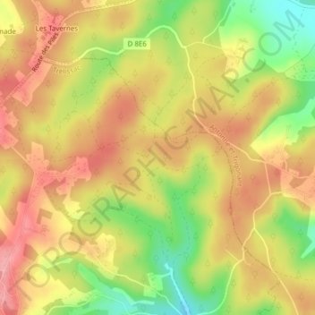 Mapa topográfico Château de Caussade, altitude, relevo