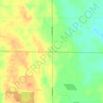 Mapa topográfico Williamsfield, altitude, relevo